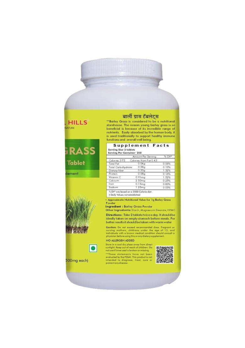 Herbal Hills Barley Grass Tablets, 500 Count | Natural Herbal Care - Indya