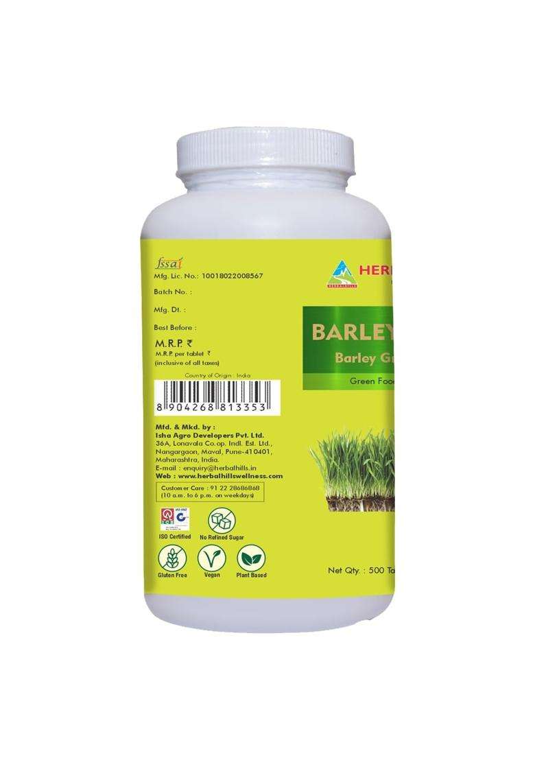 Herbal Hills Barley Grass Tablets, 500 Count | Natural Herbal Care - Indya