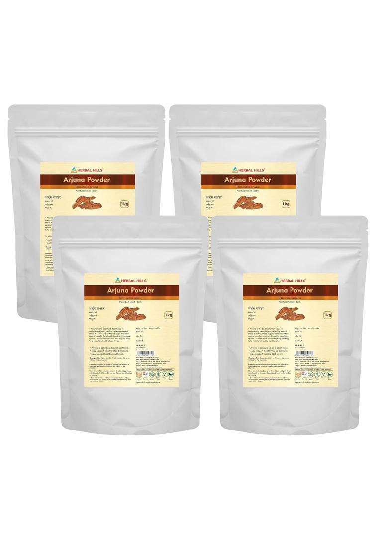 Herbal Hills Arjuna Arjun Chaal Powder, 1 kg (Pack of 4) | Natural Herbal Care - Indya