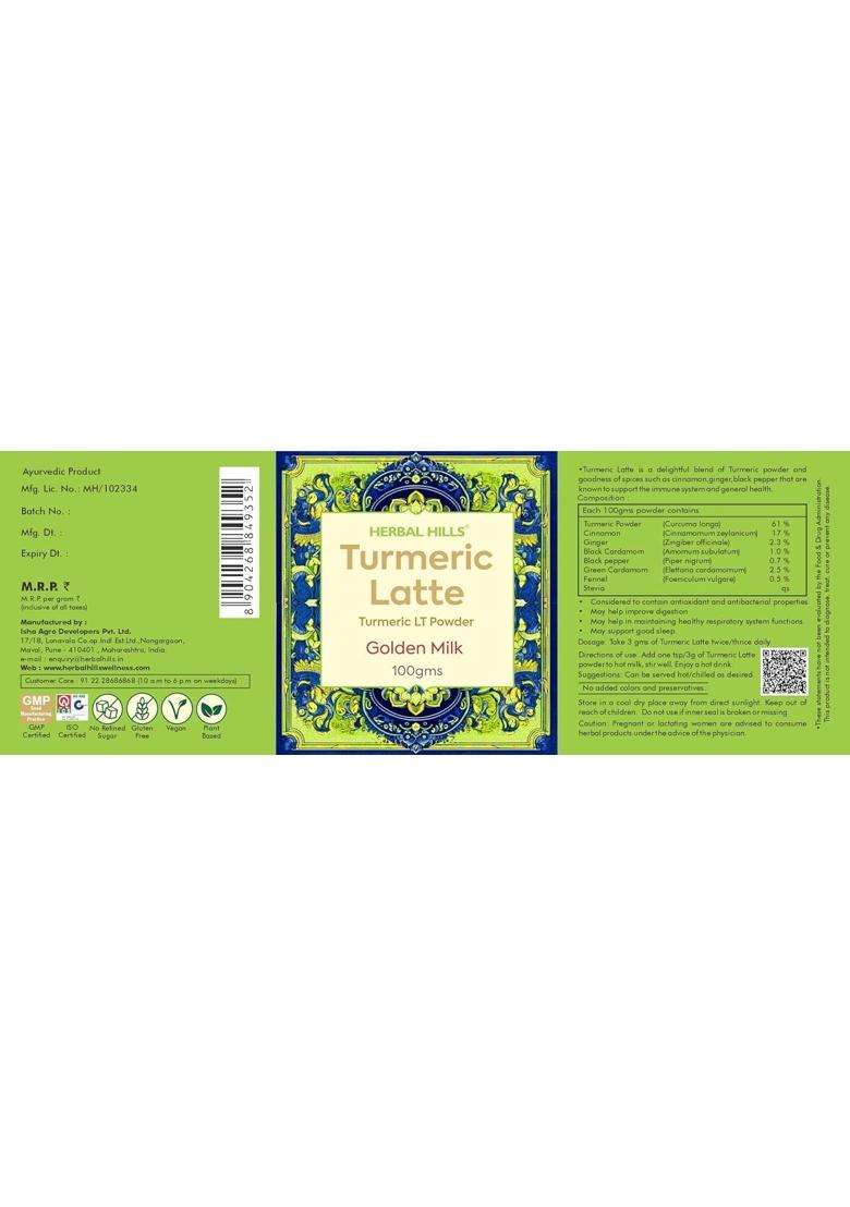 Herbal Hills Turmeric Latte, 100 g | Natural Herbal Care - Indya