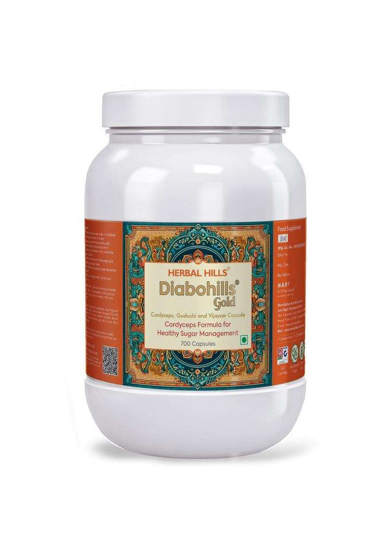 Herbal Hills Diabohills Cordyceps Capsules, 700 Count | Natural Herbal Care - Indya