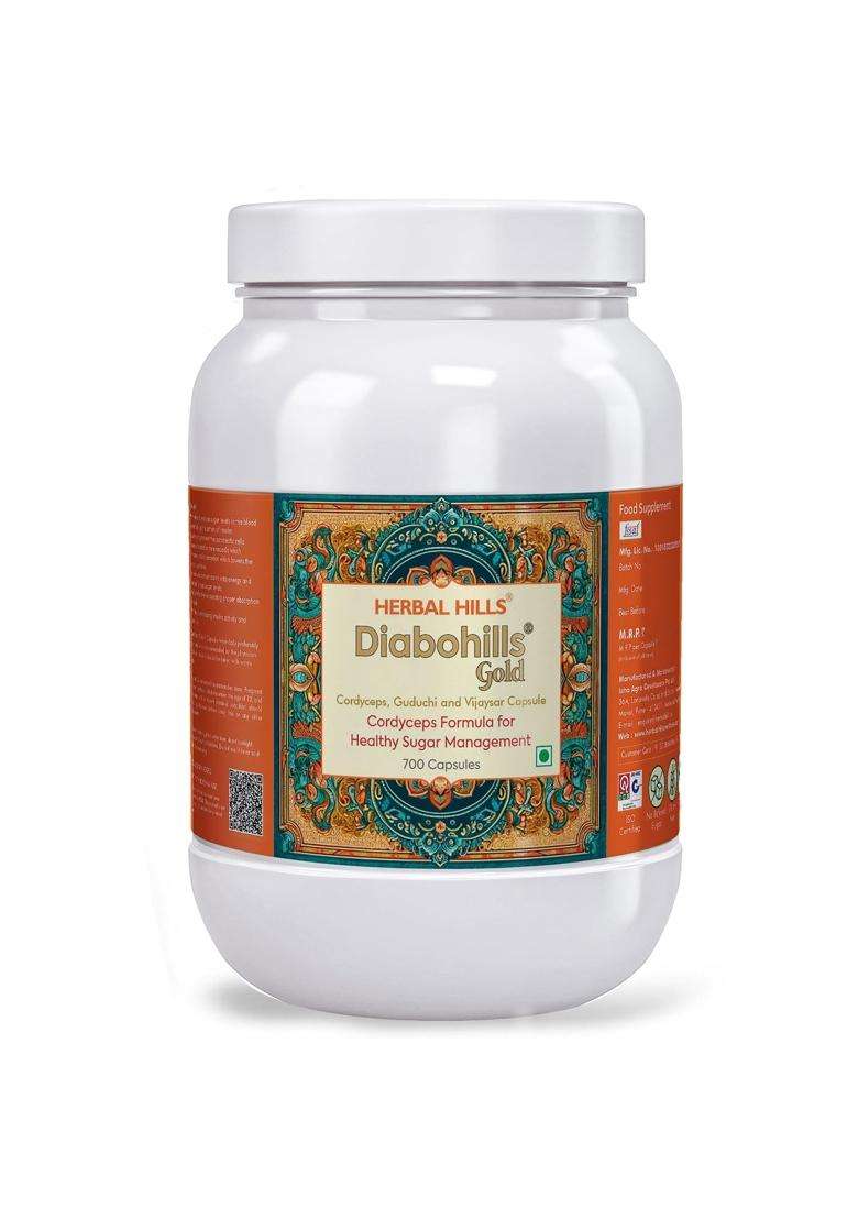 Herbal Hills Diabohills Cordyceps Capsules, 700 Count | Natural Herbal Care - Indya