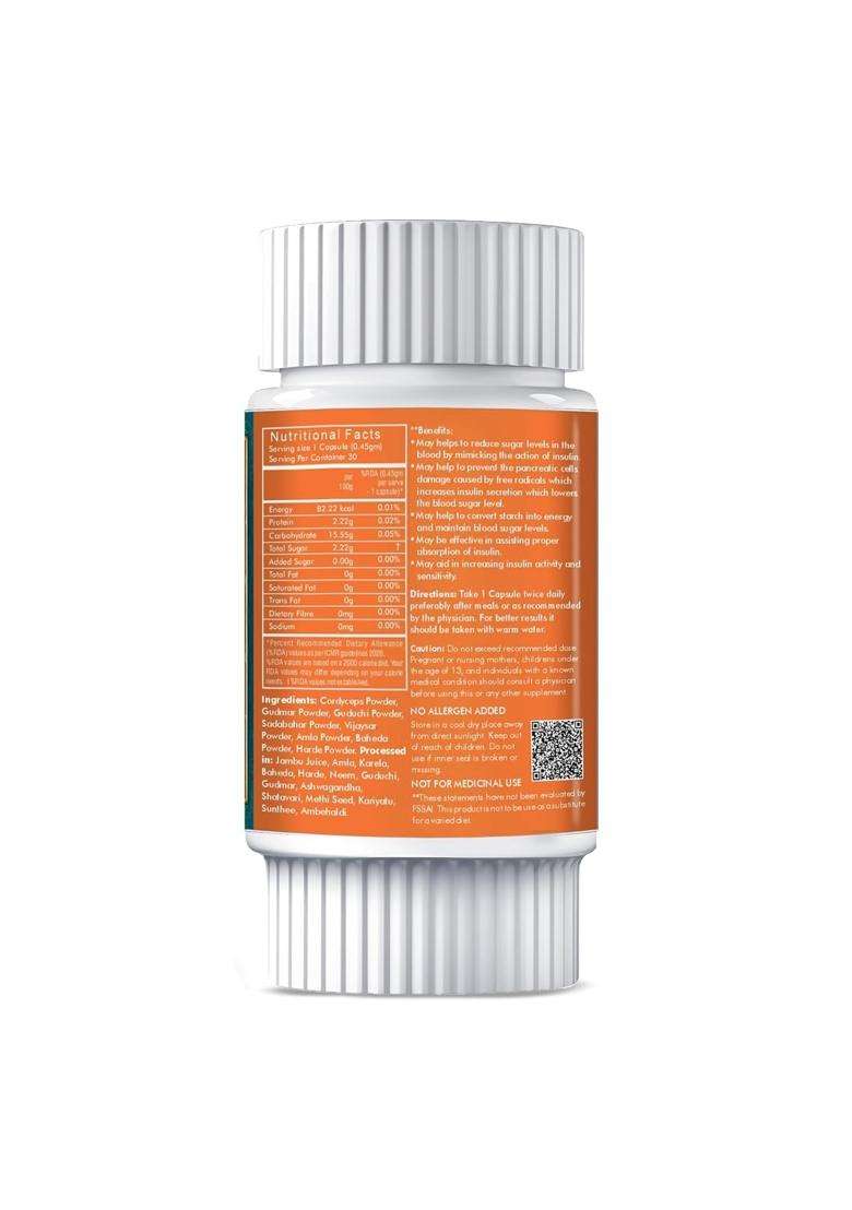Herbal Hills Diabohills Cordyceps Capsules, 30 Count (Pack of 2) | Natural Herbal Care - Indya