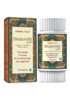Herbal Hills Diabohills Cordyceps Capsules, 30 Count (Pack of 5) | Natural Herbal Care