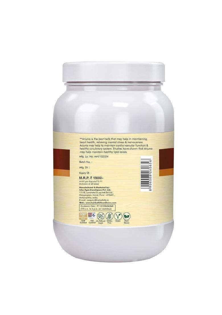 Herbal Hills Arjuna Capsules, 700 Count (Pack of 2) | Natural Herbal Care - Indya