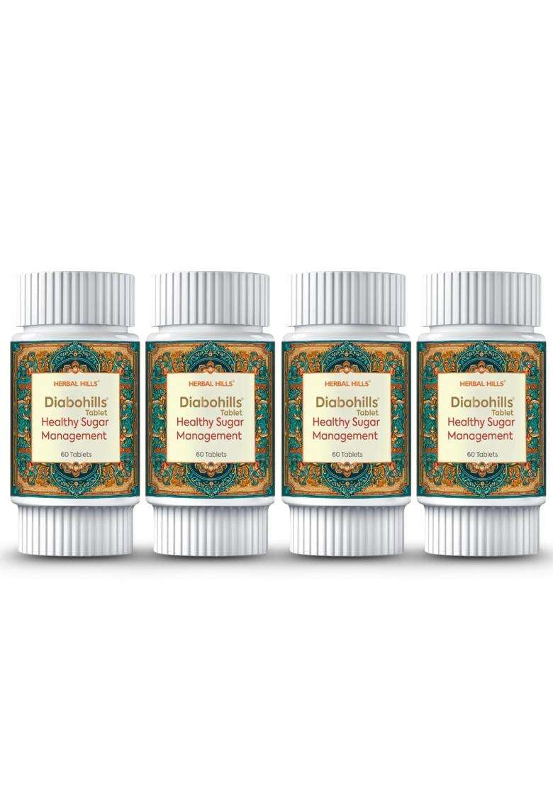 Herbal Hills Diabohills Tablets, 60 Count (Pack of 4) | Natural Herbal Care - Indya