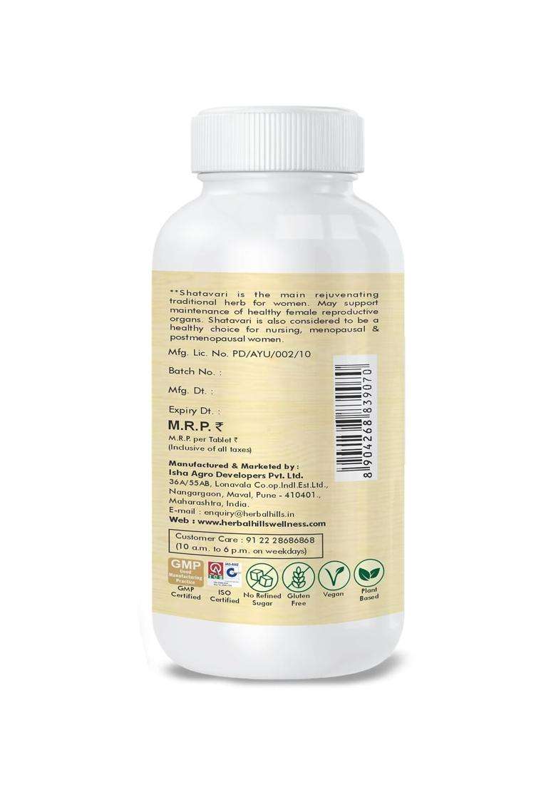 Herbal Hills Shatavari/Stavari Tablets, 120 Count | Natural Herbal Care - Indya