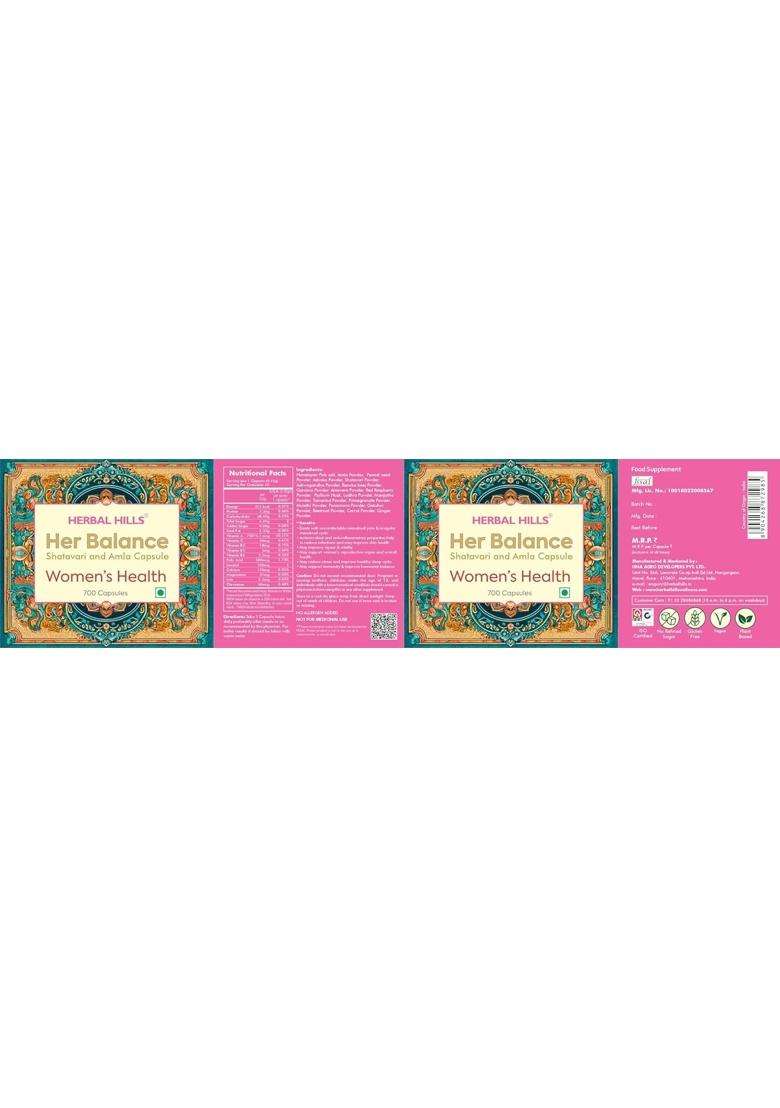 Herbal Hills Her Hormonal Balance Capsules, 700 Count | Natural Herbal Care - Indya