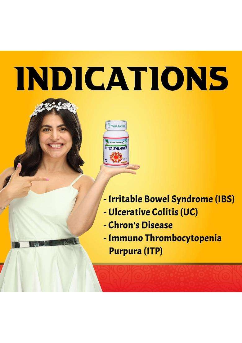 Planet Ayurveda Pitta Balance 60 Capsules | Authentic Traditional Formula | Natural Ayurvedic Formula with Cooling Effects | 100% Natural & Pure - Indya