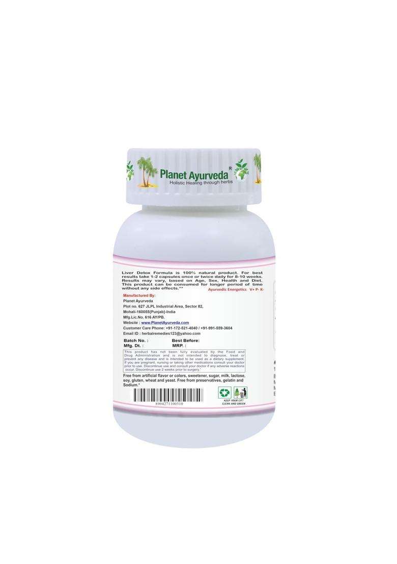 Planet Ayurveda Liver Detox Formula 60 Capsules | Authentic Traditional Formula | Natural Liver Detox Supplement, 60 Capsules - Indya