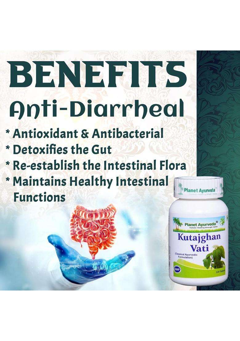 Planet Ayurveda Kutajghan Vati, 120 Tablets | Authentic Traditional Formula - Indya