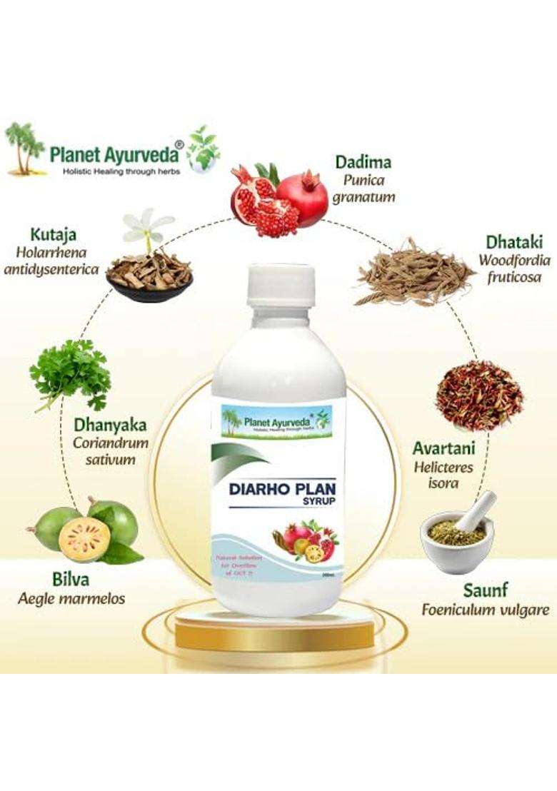 Planet Ayurveda Diarho Plan Syrup 200 ml | Authentic Traditional Formula | Natural Digestive Support & Bowel Health Supplement - Indya