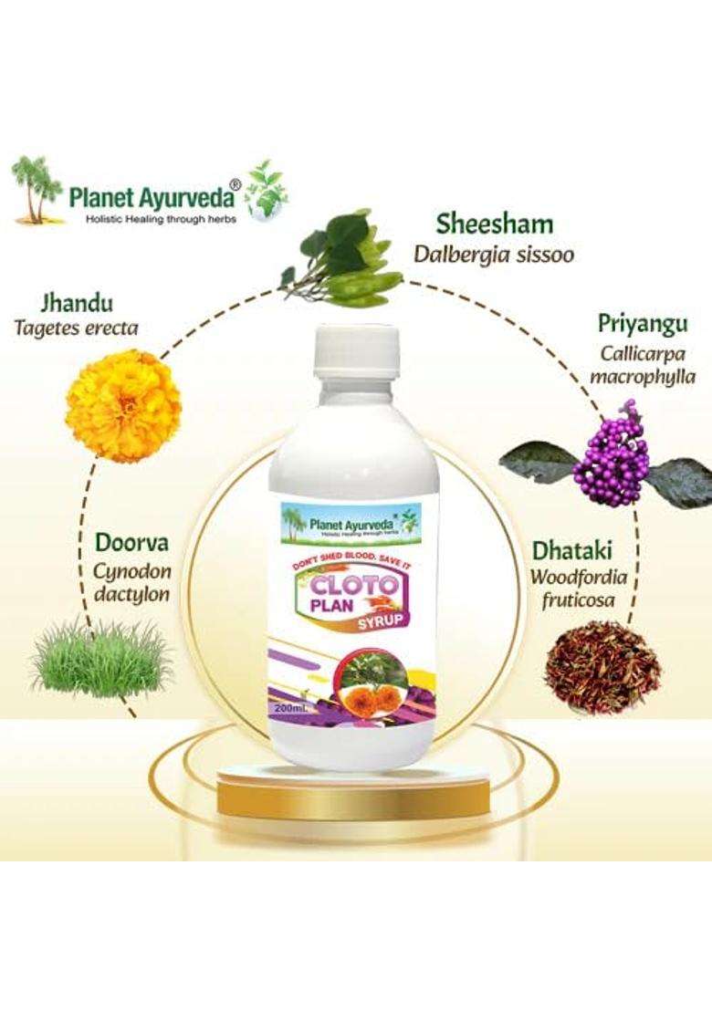 Planet Ayurveda Cloto Plan Syrup, 200 ml | Authentic Traditional Formula - Indya