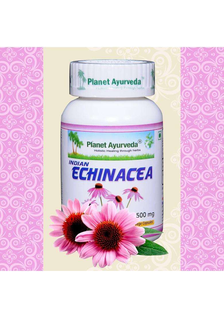 Planet Ayurveda Echinacea Capsules 60 Capsules | Authentic Traditional Formula | Removes Liver Toxins | Protects Liver Health - Indya