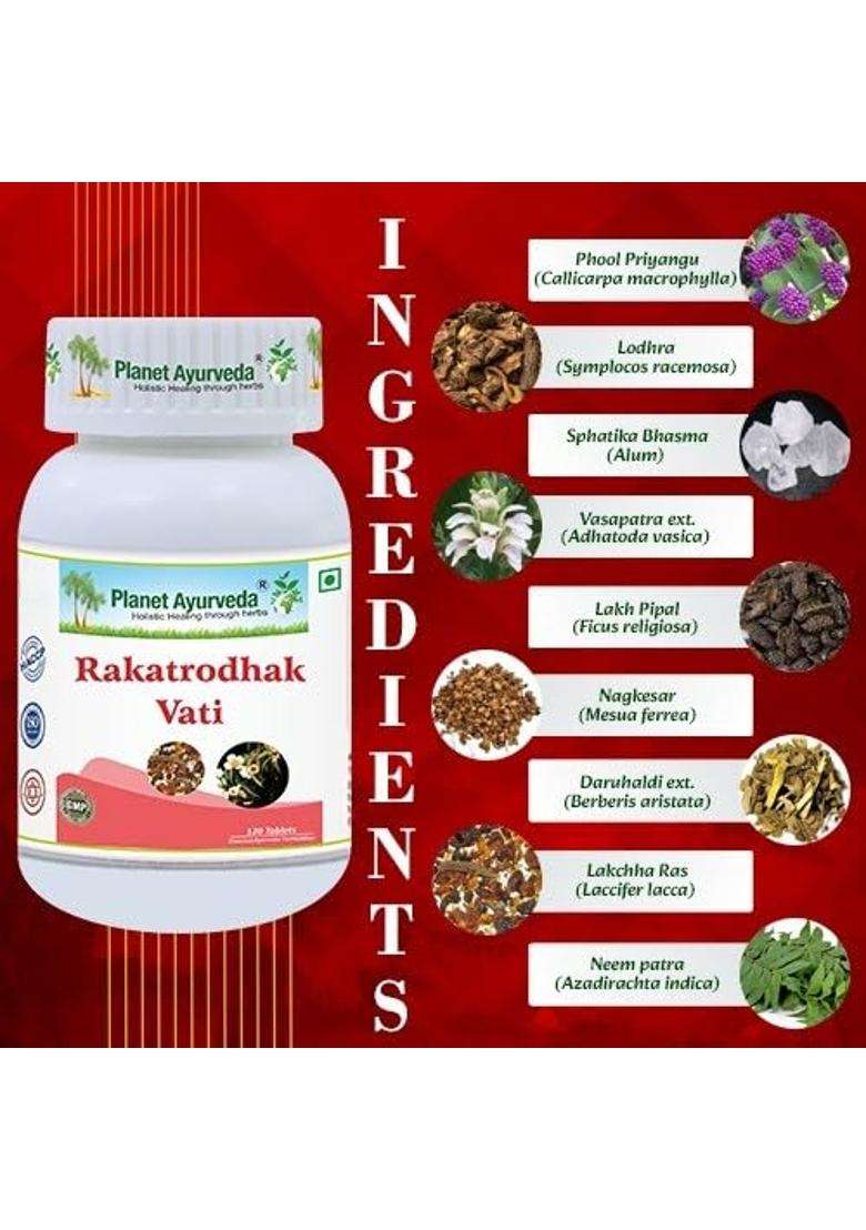Planet Ayurveda Natural supplement by Planet Ayurveda 120 Tablets | Authentic Traditional Formula | Rakatrodhak - Indya