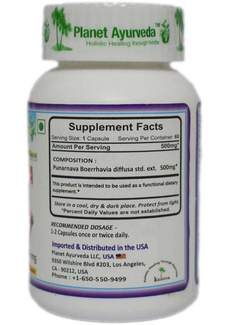Planet Ayurveda Punarnava Capsules 60 Capsules | Authentic Traditional Formula - Indya