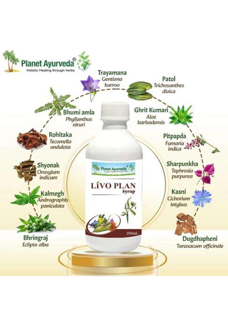 Planet Ayurveda Livo Plan Syrup 200 ml | Authentic Traditional Formula | Herbal Liver Detox Syrup | Supports Fatty Liver, Digestion & Liver Health - Indya