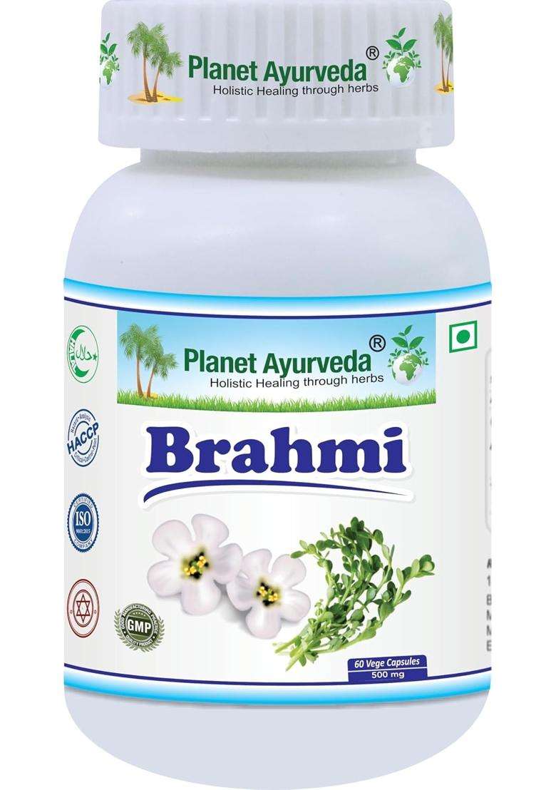 Planet Ayurveda Brahmi Capsules, 60 Capsules,, "A Natural Herbs to calms and relaxes mind" | Authentic Traditional Formula - Indya