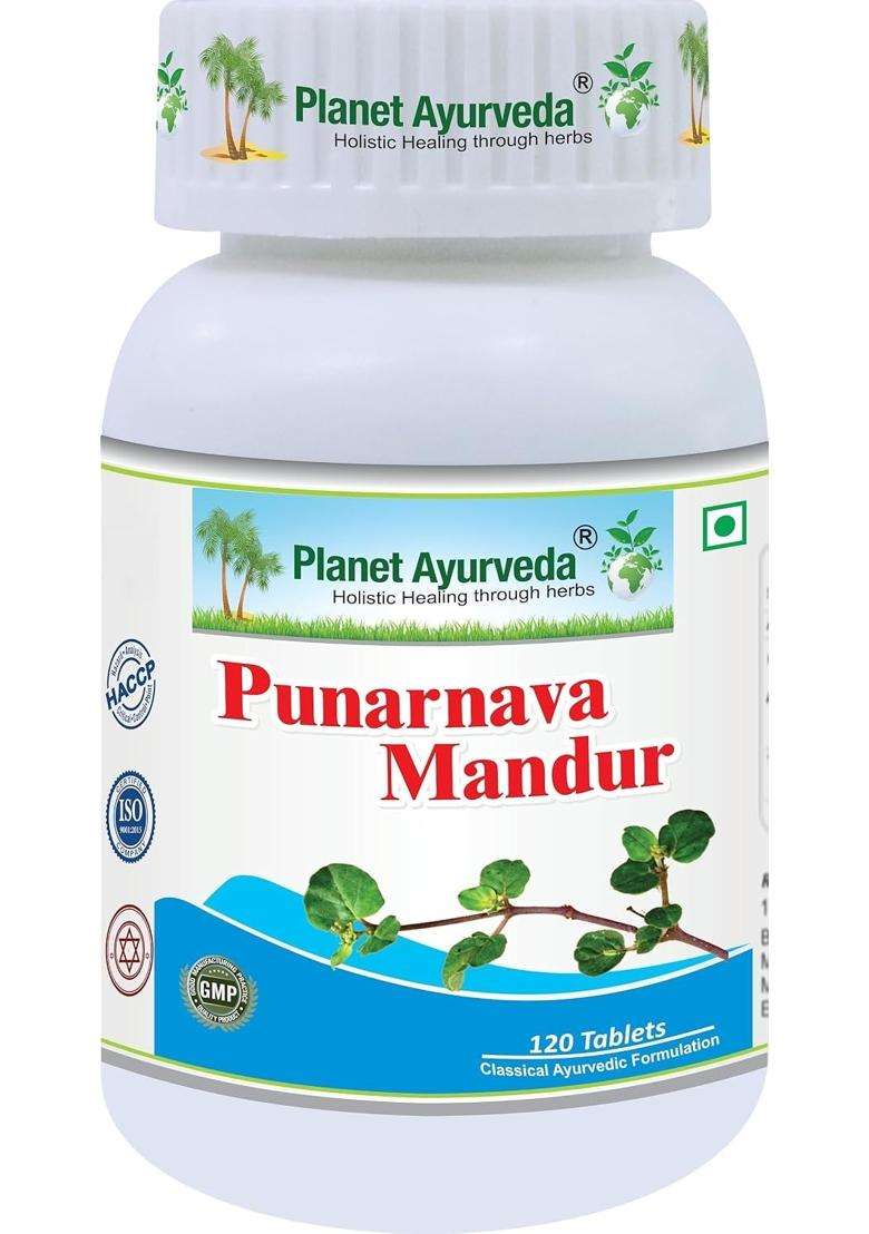 Planet Ayurveda Punarnava Mandur Tablets 120 Tablets (Pack of 2) | Authentic Traditional Formula | Ayurvedic Supplement for Kidney Health - Indya