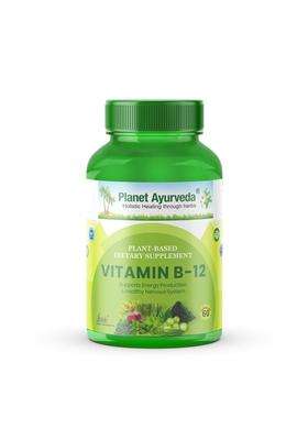 Planet Ayurveda Vitamin B12 60 Capsules | Authentic Traditional Formula | Whole Food Methylcobalamin for Energy & Immunity | Gluten-Free Supplement