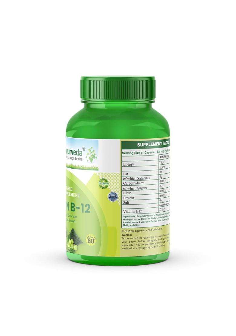 Planet Ayurveda Vitamin B12 60 Capsules | Authentic Traditional Formula | Whole Food Methylcobalamin for Energy & Immunity | Gluten-Free Supplement - Indya