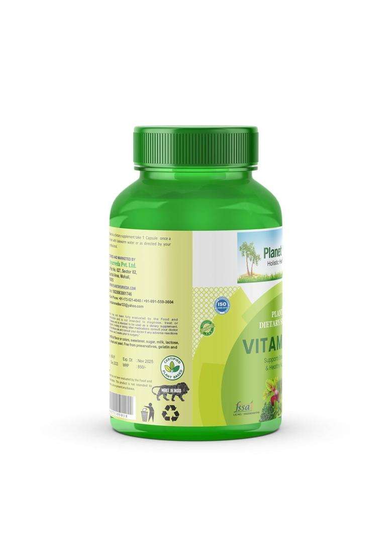 Planet Ayurveda Vitamin B12 60 Capsules | Authentic Traditional Formula | Whole Food Methylcobalamin for Energy & Immunity | Gluten-Free Supplement - Indya
