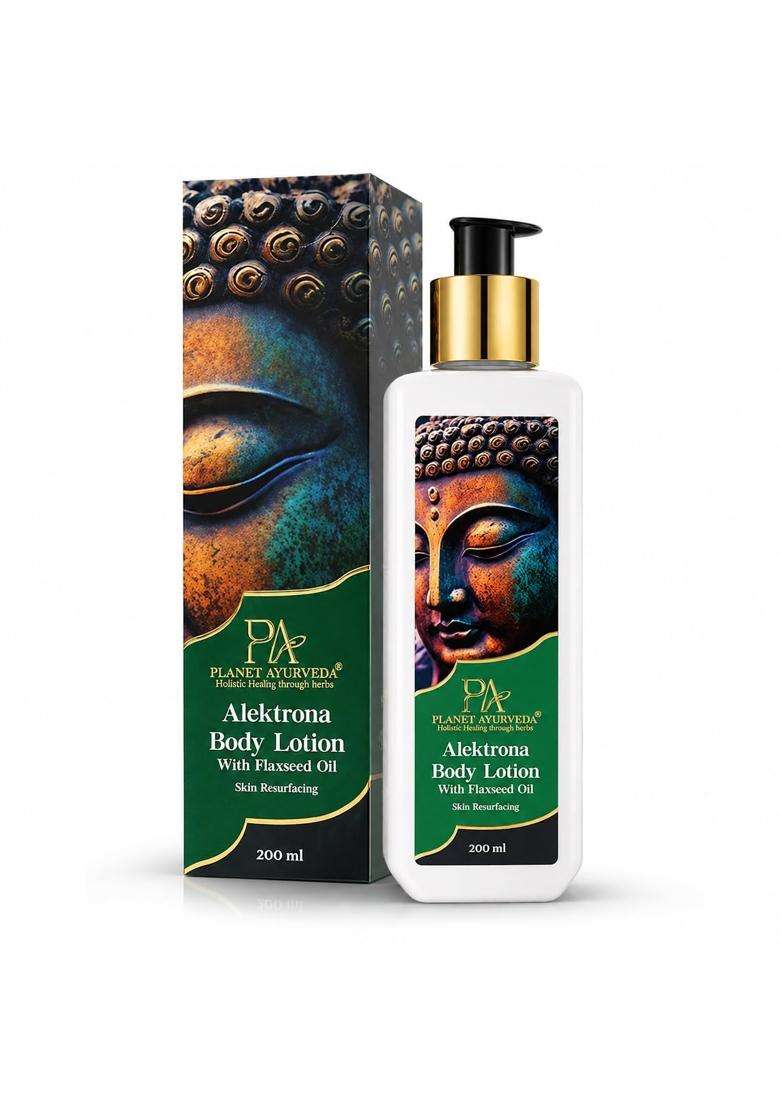 Planet Ayurveda Alektrona Body Lotion with Flaxseed Oil, Aloe Vera & Jojoba 200 ml | Authentic Traditional Formula | Moisturizing Body Lotion, 200 ml - Indya