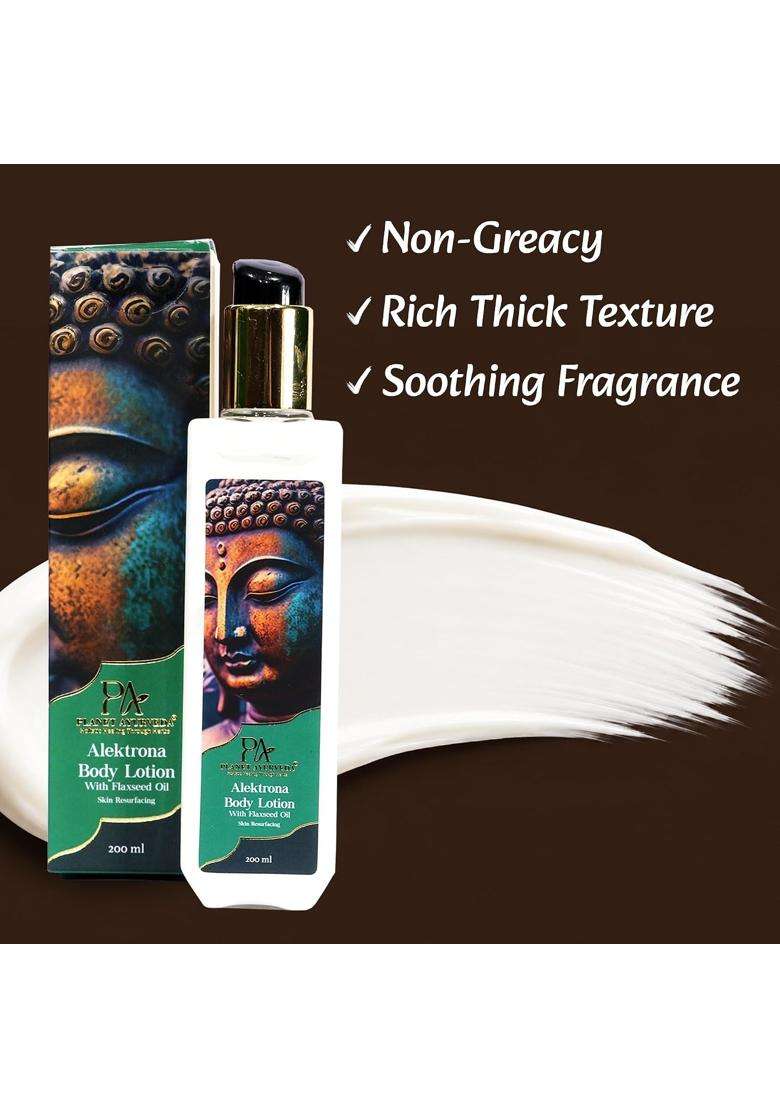 Planet Ayurveda Alektrona Body Lotion with Flaxseed Oil, Aloe Vera & Jojoba 200 ml | Authentic Traditional Formula | Moisturizing Body Lotion, 200 ml - Indya