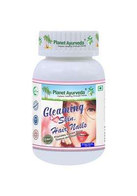 Planet Ayurveda Gleaming Skin Hair Nails Capsules 60 Capsules | Authentic Traditional Formula | Helpful in Acne, Psoriasis, Eczema & Blemishes