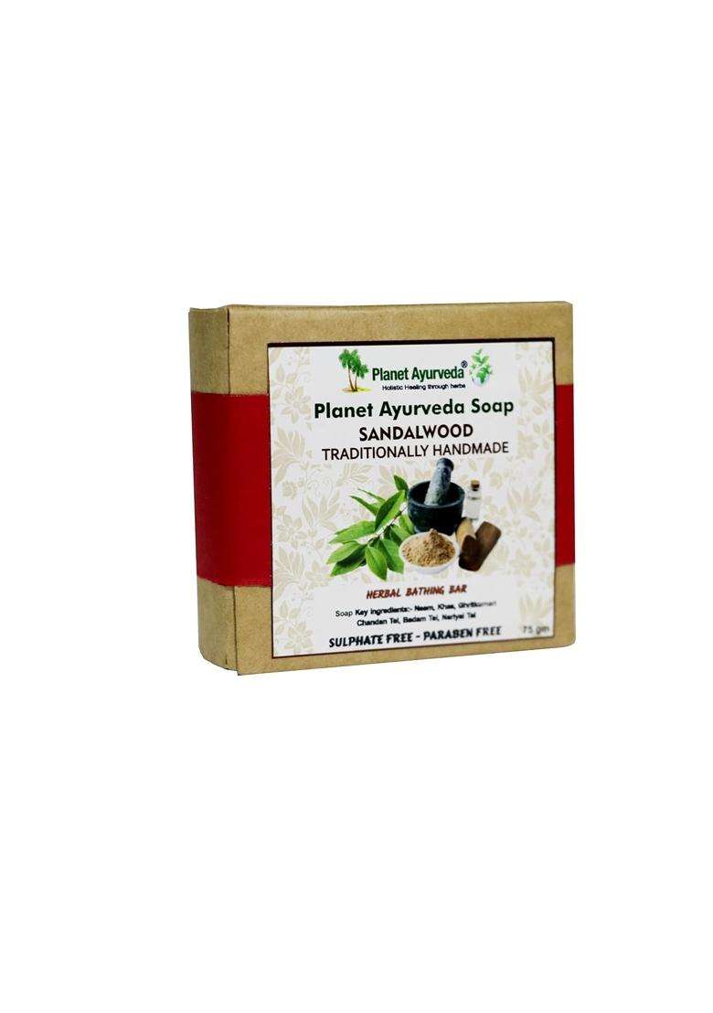 Planet Ayurveda Sandalwood Soap 75 g (Pack of 4) | Authentic Traditional Formula - Indya