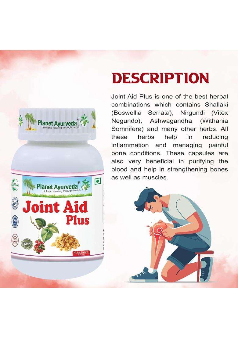 Planet Ayurveda Joint Aid Plus 60 Capsules | Authentic Traditional Formula | Helpful in Joint Pain - Indya