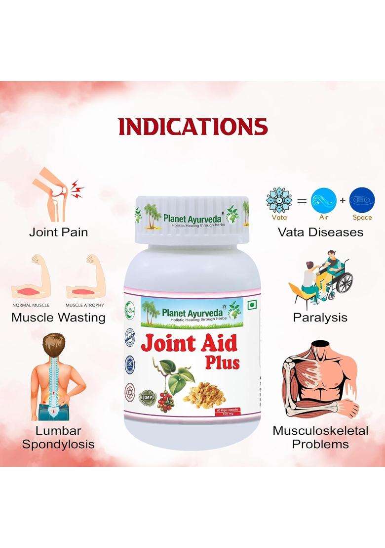 Planet Ayurveda Joint Aid Plus 60 Capsules | Authentic Traditional Formula | Helpful in Joint Pain - Indya