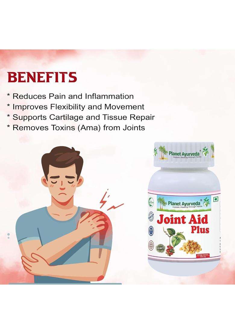 Planet Ayurveda Joint Aid Plus 60 Capsules | Authentic Traditional Formula | Helpful in Joint Pain - Indya