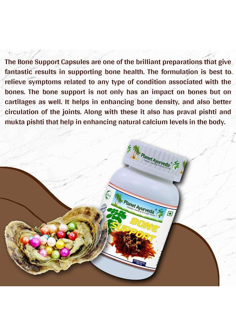 Planet Ayurveda Bone Support Capsules 60 Capsules | Authentic Traditional Formula - Indya