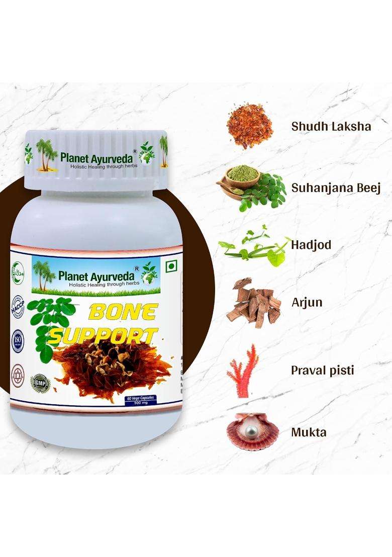 Planet Ayurveda Bone Support Capsules 60 Capsules | Authentic Traditional Formula - Indya