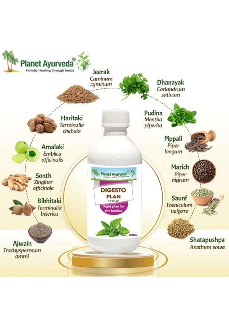 Planet Ayurveda Digesto Plan Syrup 200 ml | Authentic Traditional Formula | Natural Digestive Support | Helps Maintain Healthy Digestion & Gut Comfort - Indya