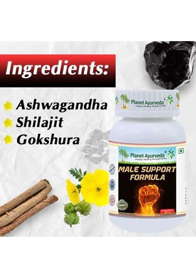 Planet Ayurveda Male Support Formula | Authentic Traditional Formula | 60 Vegetarian Capsules - Indya