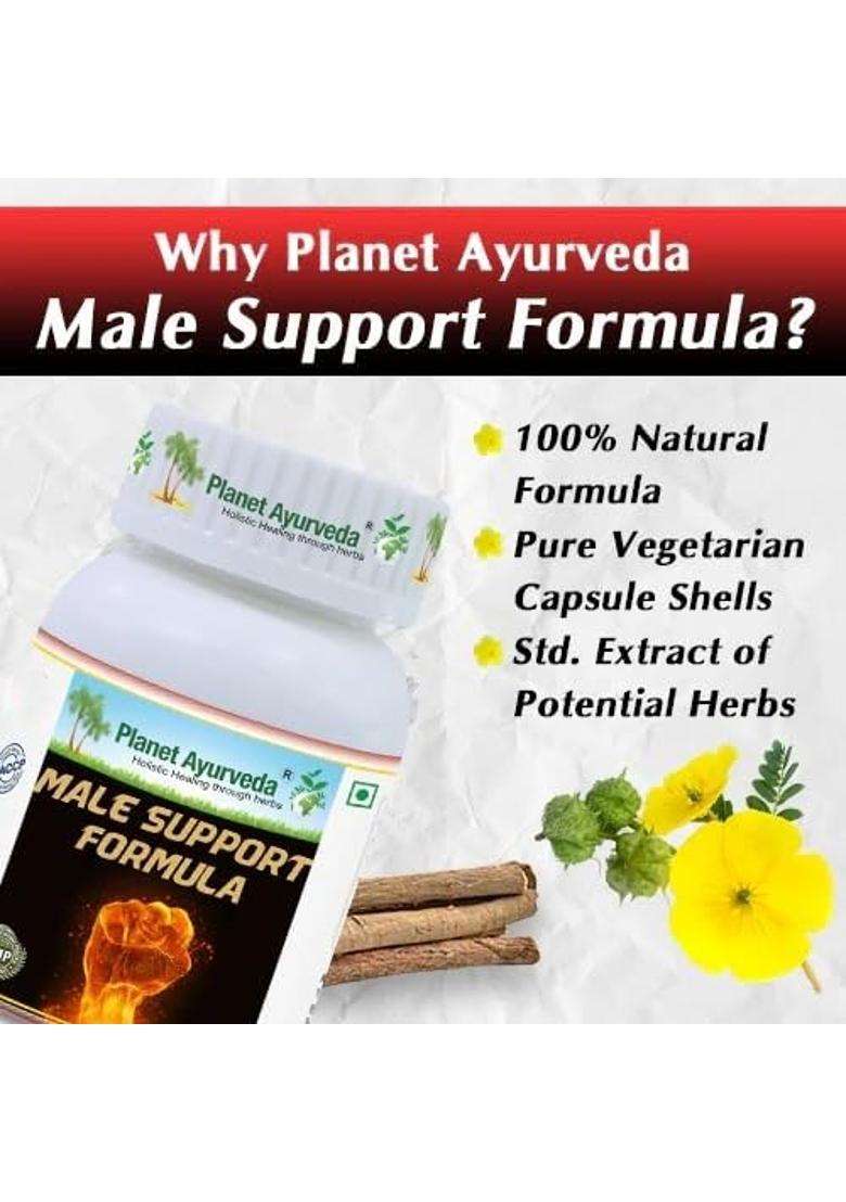 Planet Ayurveda Male Support Formula | Authentic Traditional Formula | 60 Vegetarian Capsules - Indya
