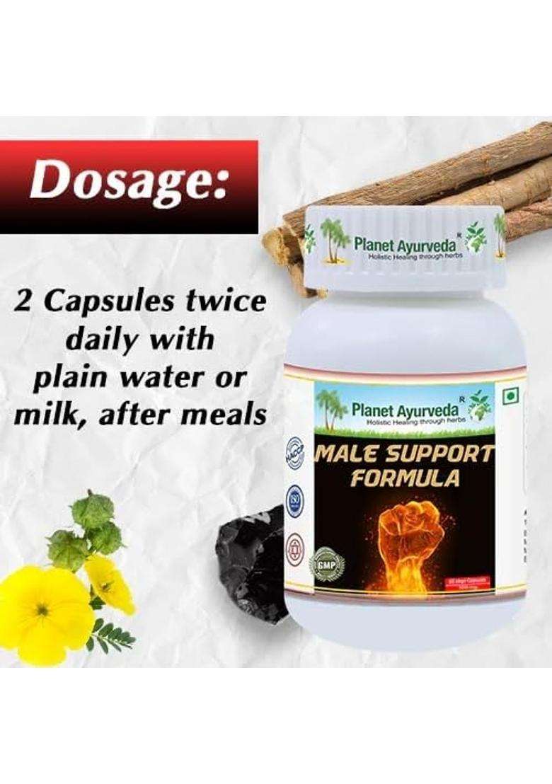 Planet Ayurveda Male Support Formula | Authentic Traditional Formula | 60 Vegetarian Capsules - Indya