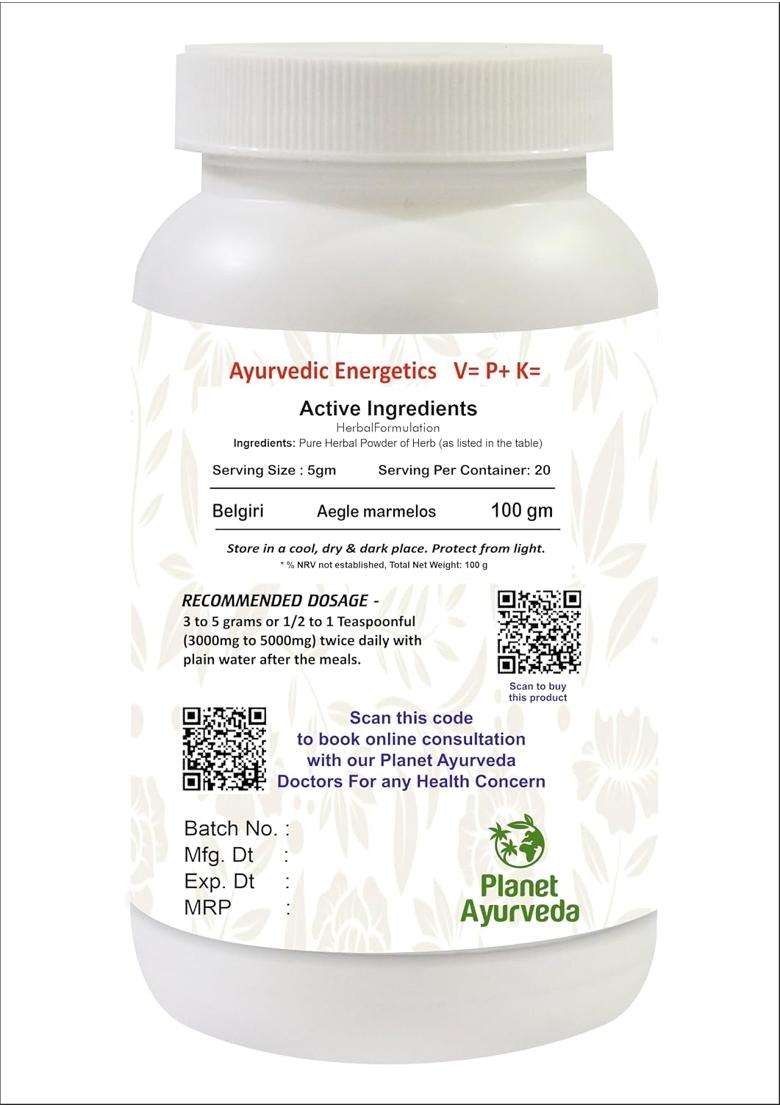Planet Ayurveda Belgiri Churna 100 g | Authentic Traditional Formula | Made from Premium Bael Fruit (Aegle marmelos) Powder - Indya