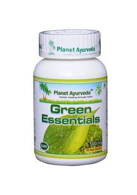 Planet Ayurveda Green Essentials Capsules 60 Veg Capsules | Authentic Traditional Formula | Grape Seed, Wheatgrass, Spirulina, Green Tea & Amla Blend