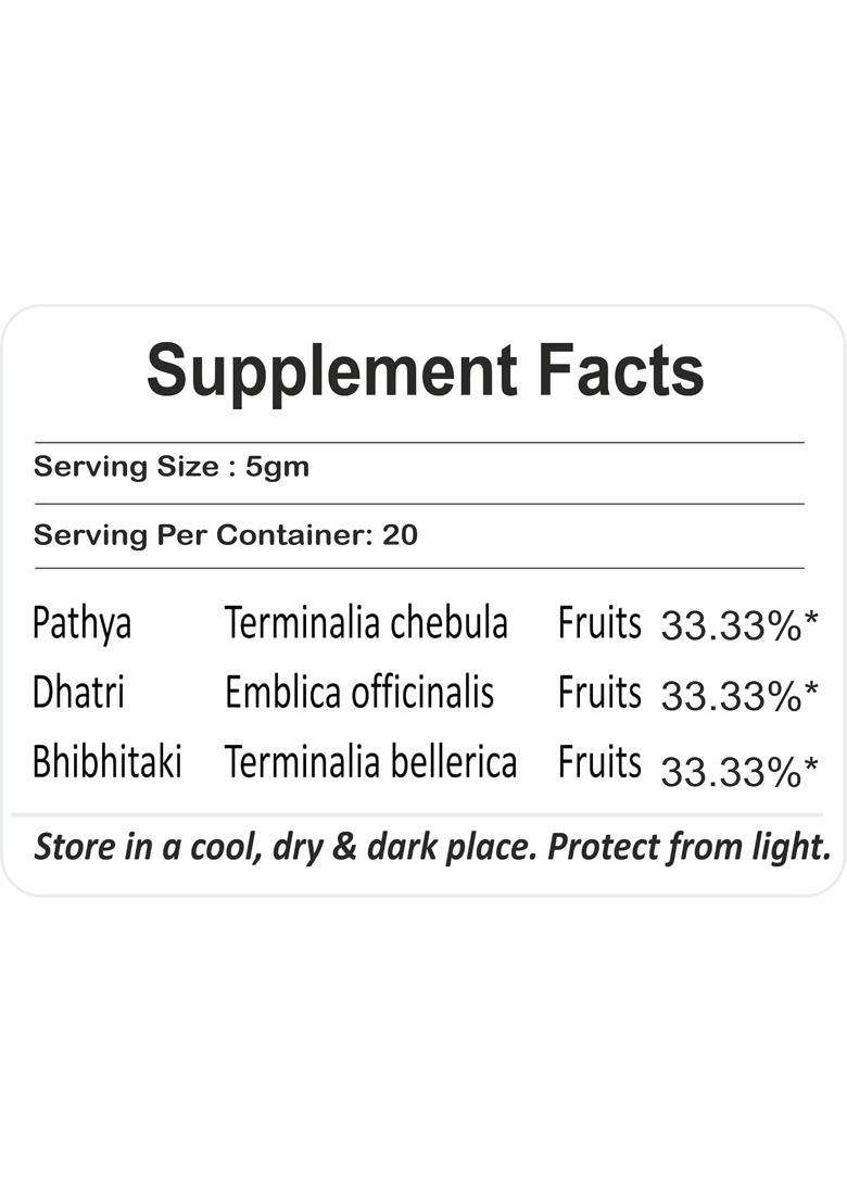 Planet Ayurveda Triphala Powder/Churna 100 g | Authentic Traditional Formula | Amalaki, Bibhitaki & Haritaki | Gut Health Supplement-, 100 g - Indya