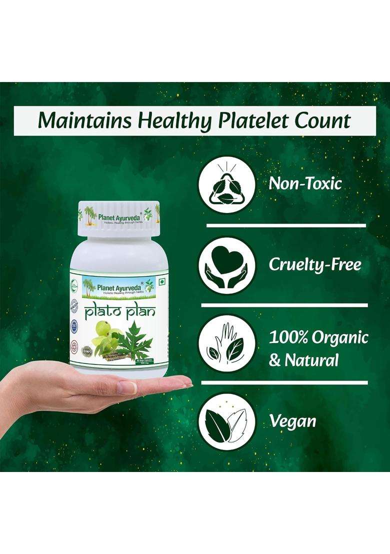 Planet Ayurveda Plato Plan Capsules | Authentic Traditional Formula - Indya