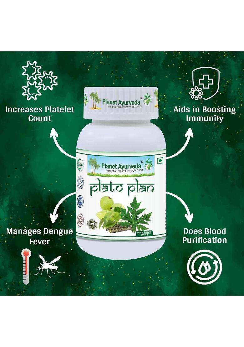 Planet Ayurveda Plato Plan Capsules | Authentic Traditional Formula - Indya