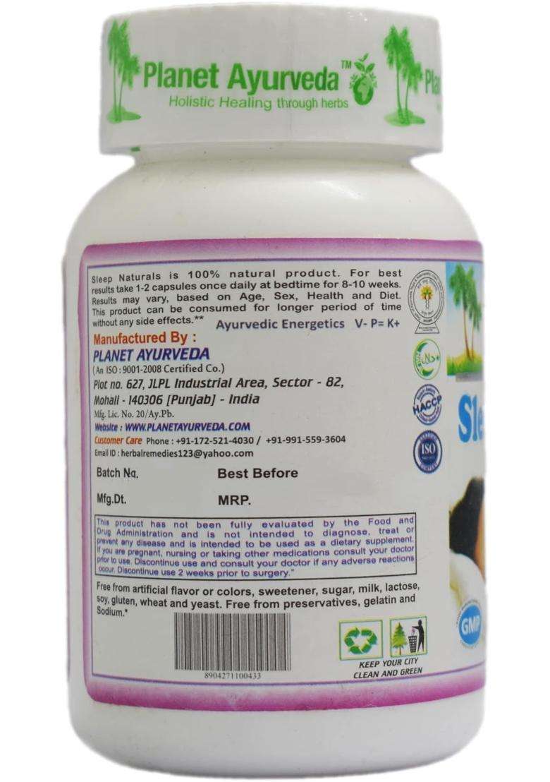 Planet Ayurveda Sleep Naturals Capsules 60 Capsules | Authentic Traditional Formula - Indya