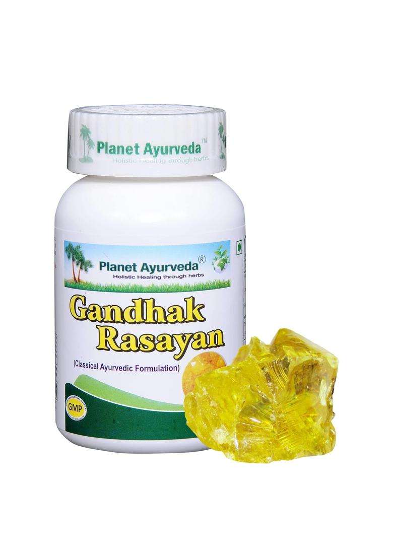 Planet Ayurveda Gandhak Rasayan, 120 Tablets | Authentic Traditional Formula | Helpful in Skin Problems - Indya