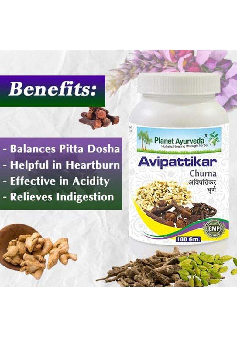 Planet Ayurveda Avipattikar Churna, 100 g, Herbal Supplement for Constipation, Bloating, Acidty and Digestion Support | Authentic Traditional Formula - Indya