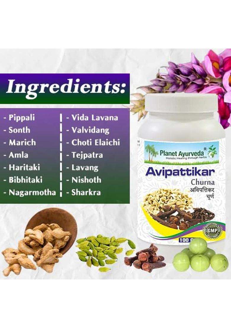 Planet Ayurveda Avipattikar Churna, 100 g, Herbal Supplement for Constipation, Bloating, Acidty and Digestion Support | Authentic Traditional Formula - Indya