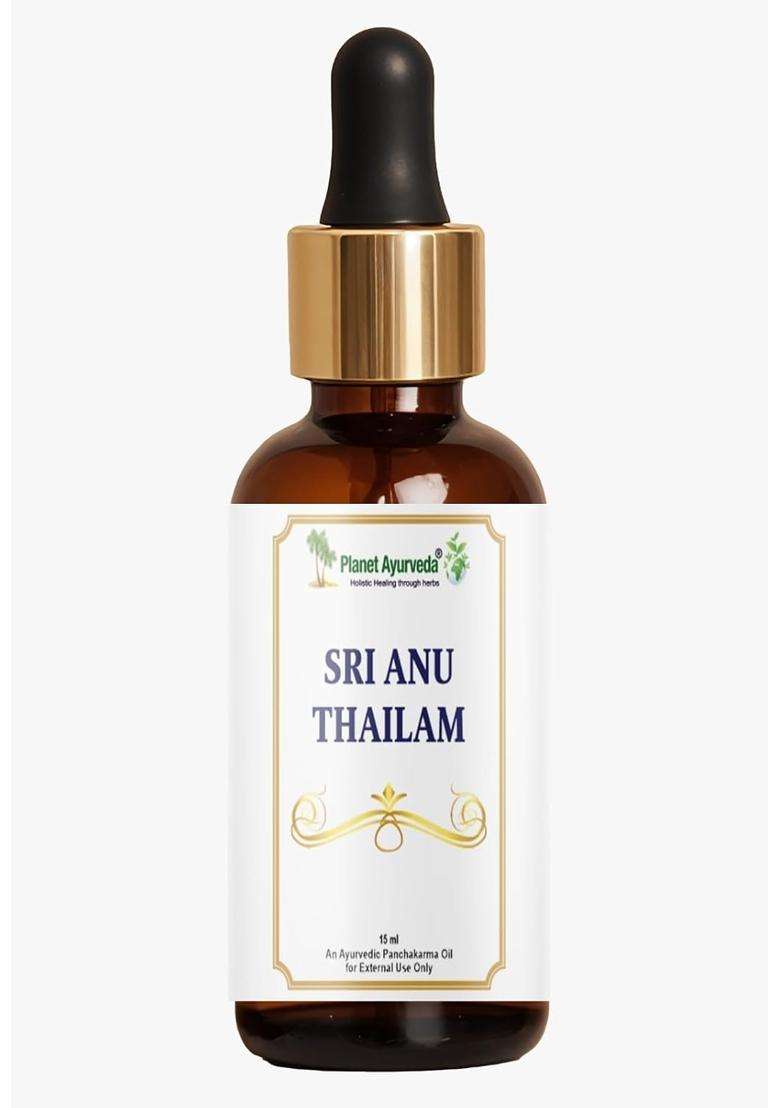 Planet Ayurveda Sri Anu Tailam for Healthy Functions of Ear, Nose and Throat 15 ml | Authentic Traditional Formula - Indya