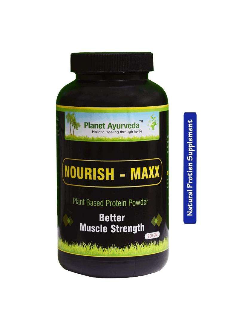 Planet Ayurveda Plant Based Nourish Maxx 200 g | Authentic Traditional Formula | Post-workout Recovery Protein Powder - Indya